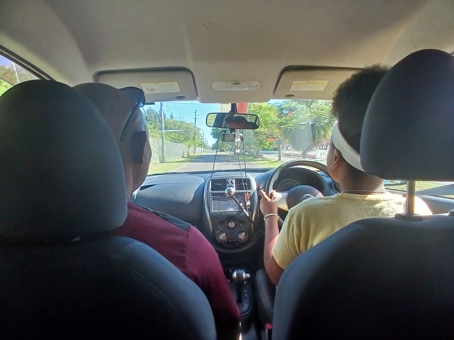 A Simmons Driving School learner completing an authentic behind-the-wheel lesson in Nassau