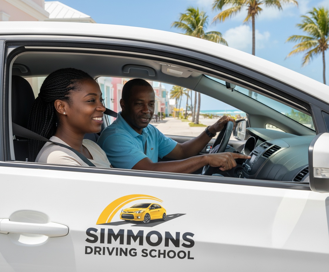 Adult learner completing a practical driving lesson with Simmons Driving School
