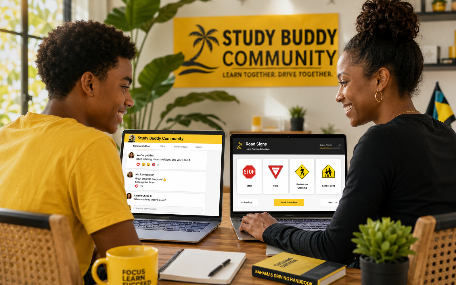 Teen and adult learners participating in the moderated Study Buddy Community
