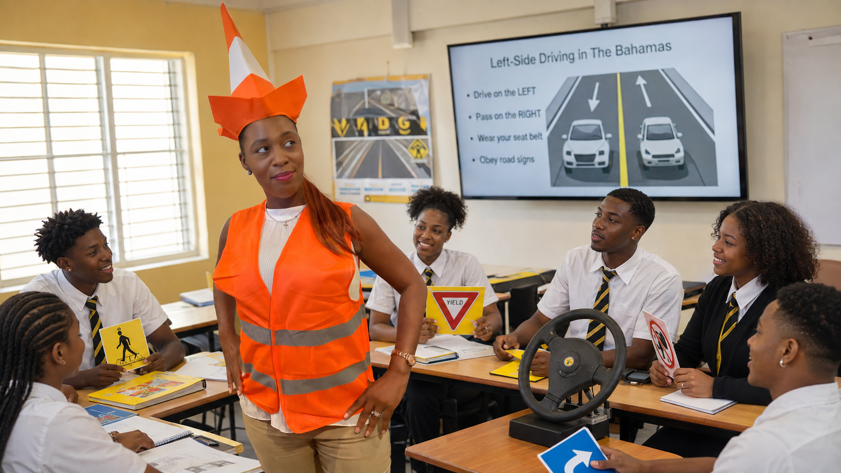 Bahamian teens participating in Simmons Driver Education